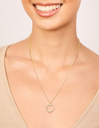 Gold Plated Cubic Zirconia Outline Heart Pendant Necklace - link has visual effect only