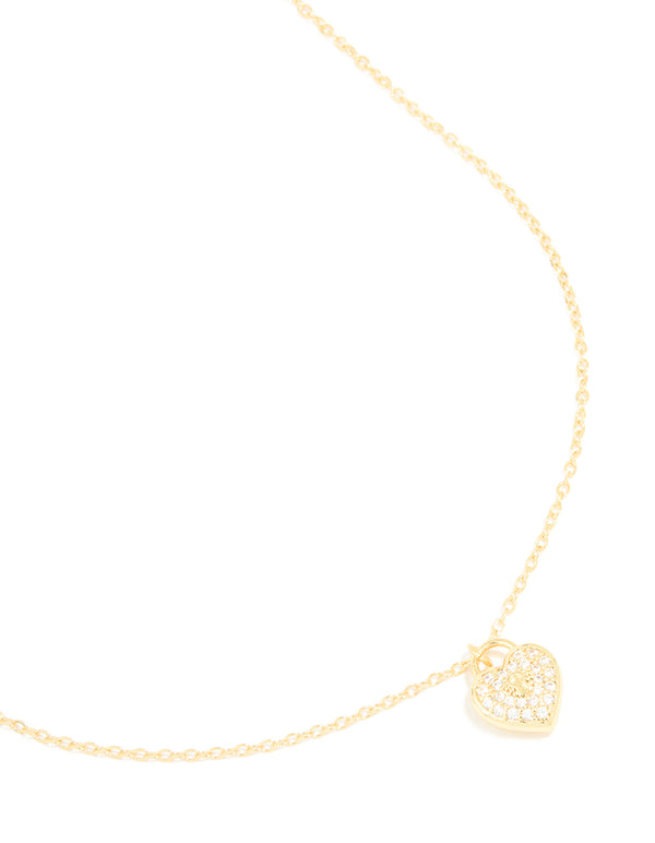 Gold Plated Cubic Zirconia Heart Locket Pendant Necklace