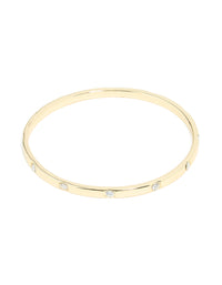 Gold Plated Cubic Zirconia Inlay Round Bangle - link has visual effect only