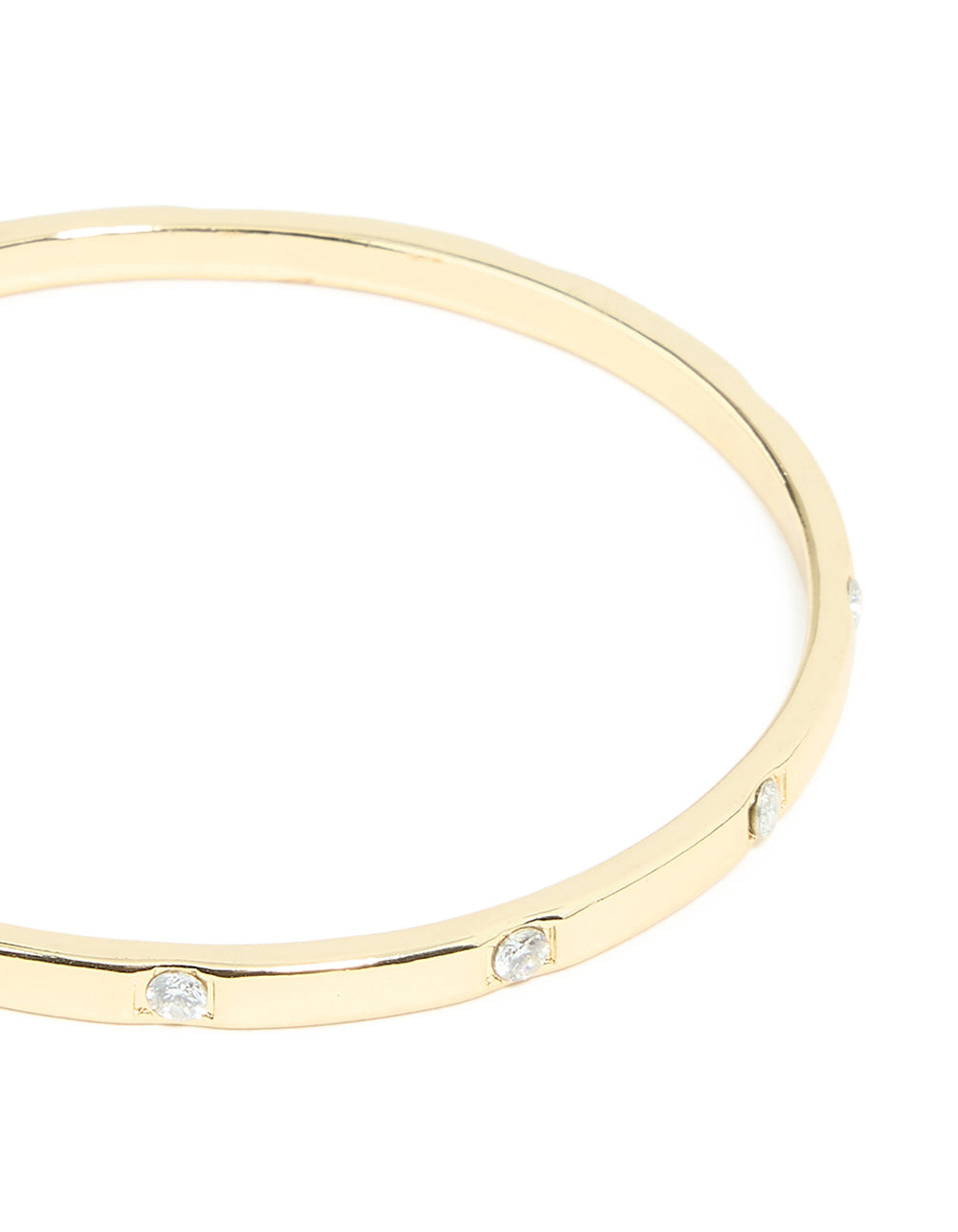 Gold Plated Cubic Zirconia Inlay Round Bangle