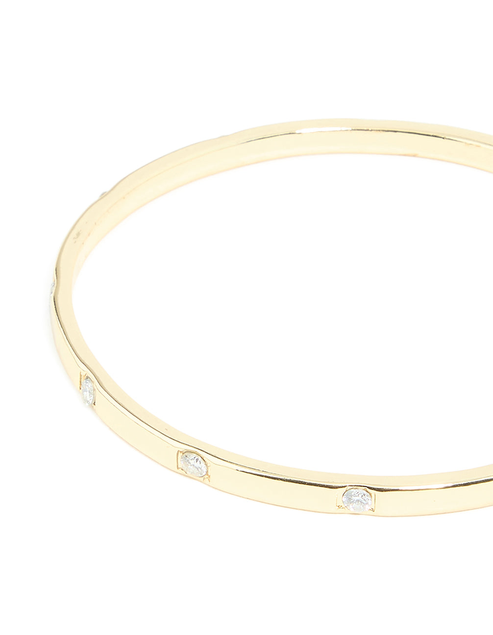 Gold Plated Cubic Zirconia Inlay Round Bangle