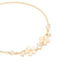 Gold Plated Cubic Zirconia Flower Detail Toggle Bracelet - link has visual effect only