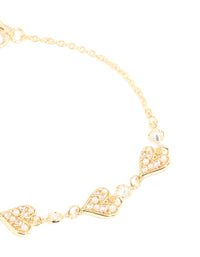 Gold Plated Cubic Zirconia & Pearl Heart Bracelet - link has visual effect only