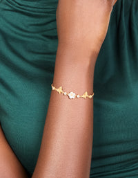 Gold Plated Cubic Zirconia Acrylic Flower Toggle Bracelet - link has visual effect only