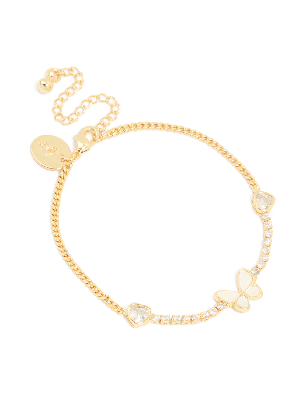 Gold Plated Cubic Zirconia Butterfly Chain Bracelet