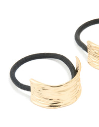 Gold Textured Curved Hair Ties 2-Pack - link has visual effect only