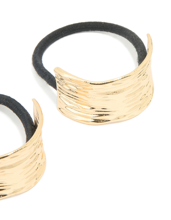 Gold Textured Curved Hair Ties 2-Pack