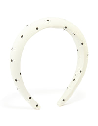 White & Black Fabric Polka Dot Padded Headband - link has visual effect only