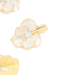 Gold Enamel Orchid Flower Hair Clips 4-Pack - link has visual effect only