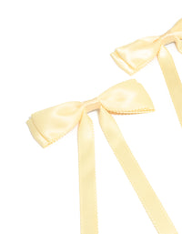 Butter Yellow Satin Fabric Scallop Bow Hair Clips 2-Pack - link has visual effect only