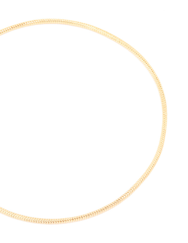Gold Cubic Zirconia Heart & Snake Chain Bracelets 2-Pack