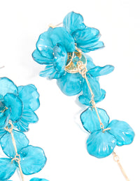 Blue Acrylic Flower Large Drop Earrings - link has visual effect only