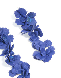 Blue Coated Metal Triple Floral Drop Earrings - link has visual effect only