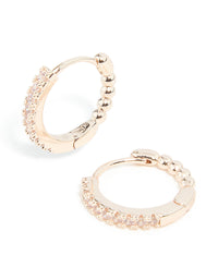 Rose Gold Plated Cubic Zirconia Skinny Huggie Earrings - link has visual effect only