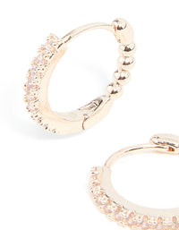 Rose Gold Plated Cubic Zirconia Skinny Huggie Earrings - link has visual effect only