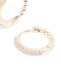 Rose Gold Plated Cubic Zirconia Skinny Huggie Earrings - link has visual effect only