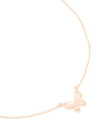 Rose Gold Plated Cubic Zirconia Butterfly Inlay Pendant Necklace - link has visual effect only
