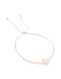 Rose Gold Plated Cubic Zirconia Pink Flower Toggle Bracelet - link has visual effect only