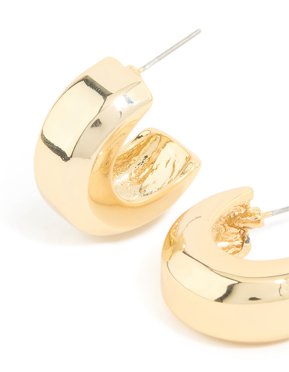Gold Plated Square Chubby Hoop Earrings