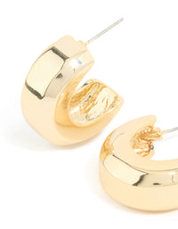Gold Plated Square Chubby Hoop Earrings - link has visual effect only