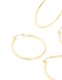 Gold Plated Large Thin Hoop Earrings 2-Pack - link has visual effect only