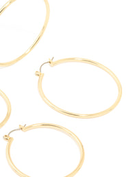 Gold Plated Large Thin Hoop Earrings 2-Pack - link has visual effect only