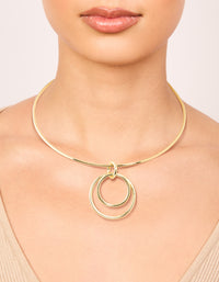 Gold Plated Collar Double Oval Pendant Necklace - link has visual effect only