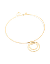 Gold Plated Collar Double Oval Pendant Necklace - link has visual effect only