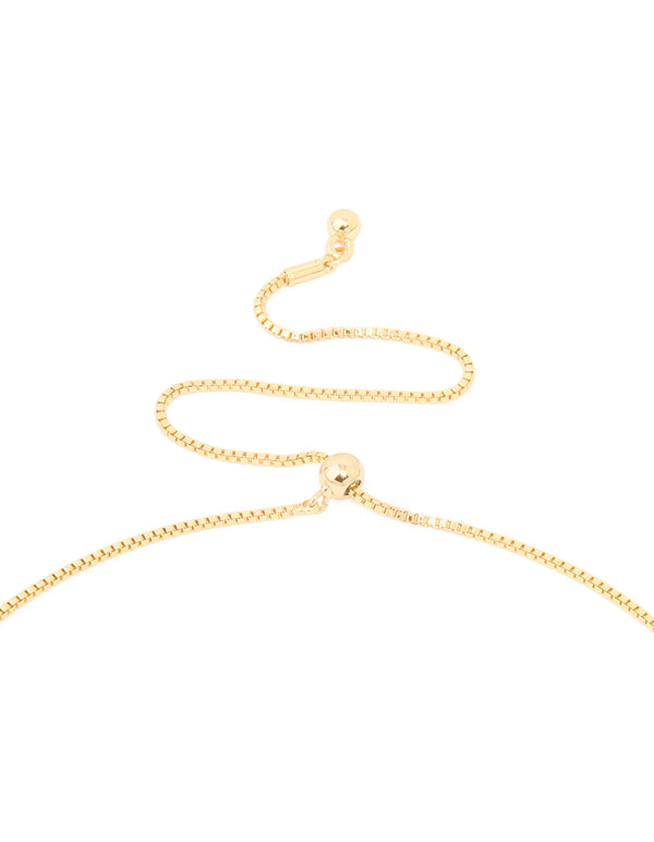 Gold Plated Pebble Long Toggle Necklace