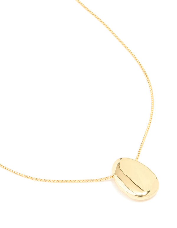 Gold Plated Pebble Long Toggle Necklace