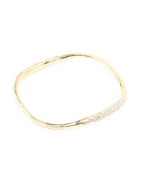 Gold Plated Diamante Wavy Bangle - link has visual effect only