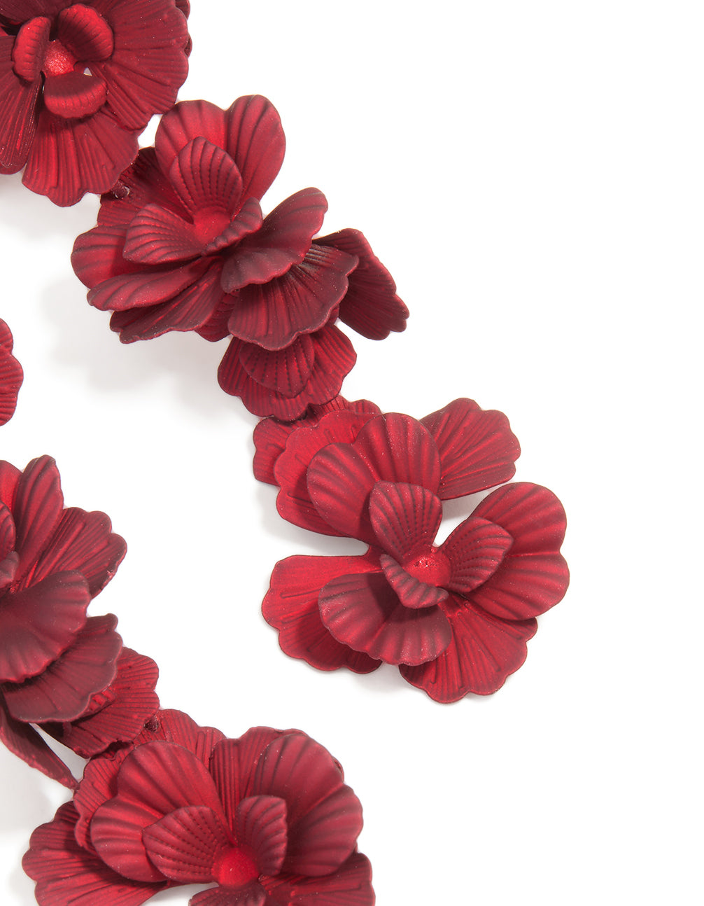 Red Coated Metal Floral Drop Earrings