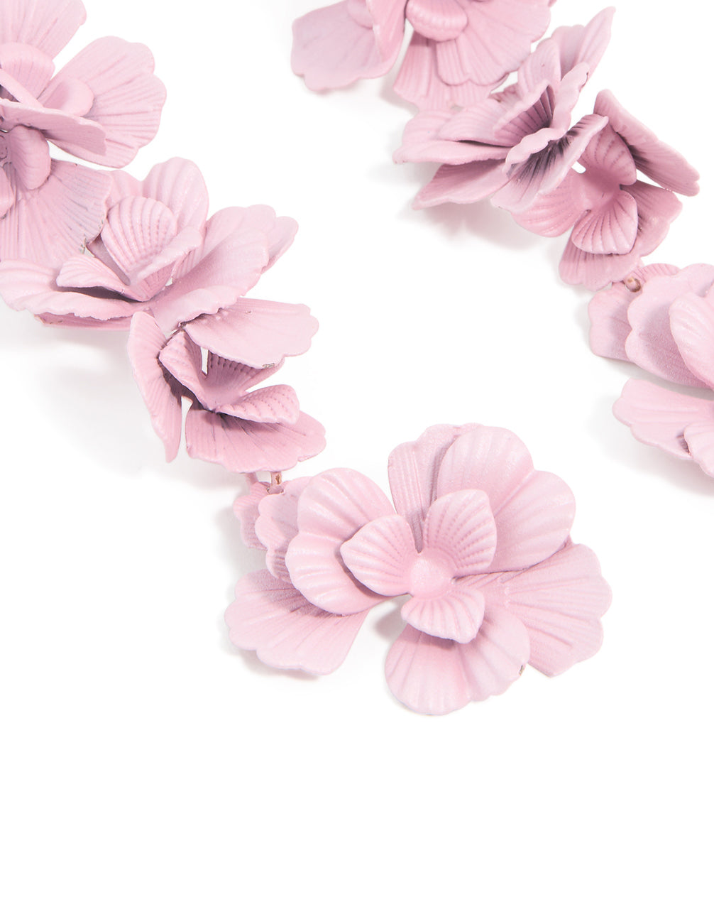 Pink Coated Metal Flower Drop Earrings