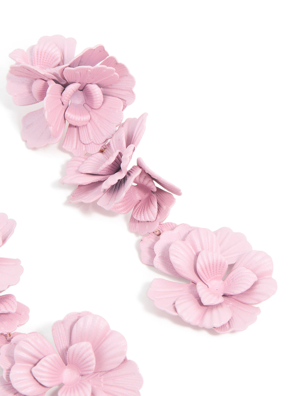 Pink Coated Metal Flower Drop Earrings