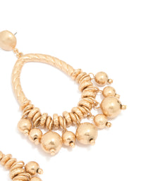 Worn Gold Multi Beads & Rings Drop Earrings - link has visual effect only