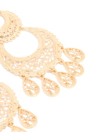 Gold Textured Drop Earrings - link has visual effect only
