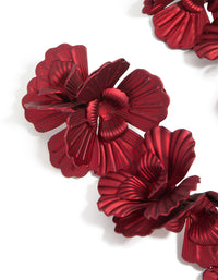 Burgundy Coated Metal Triple Flower Drop Earrings - link has visual effect only