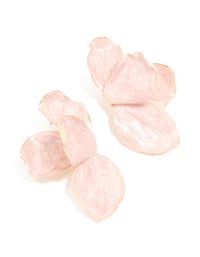 Gold Pink Enamel Organic Flower Stud Earrings - link has visual effect only