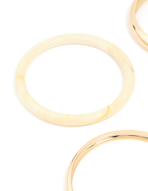 Acrylic & Gold Bangles 4-Pack