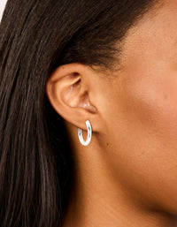 Silver Plated Medium Thick Hoop Earrings - link has visual effect only