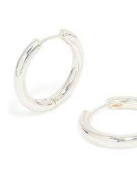 Silver Plated Medium Thick Hoop Earrings - link has visual effect only