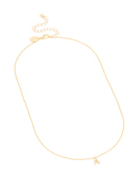 Gold Plated Brass Cubic Zirconia Letter A Necklace - link has visual effect only