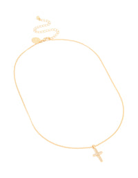 Gold Plated Cubic Zirconia Cross Pendant Necklace - link has visual effect only