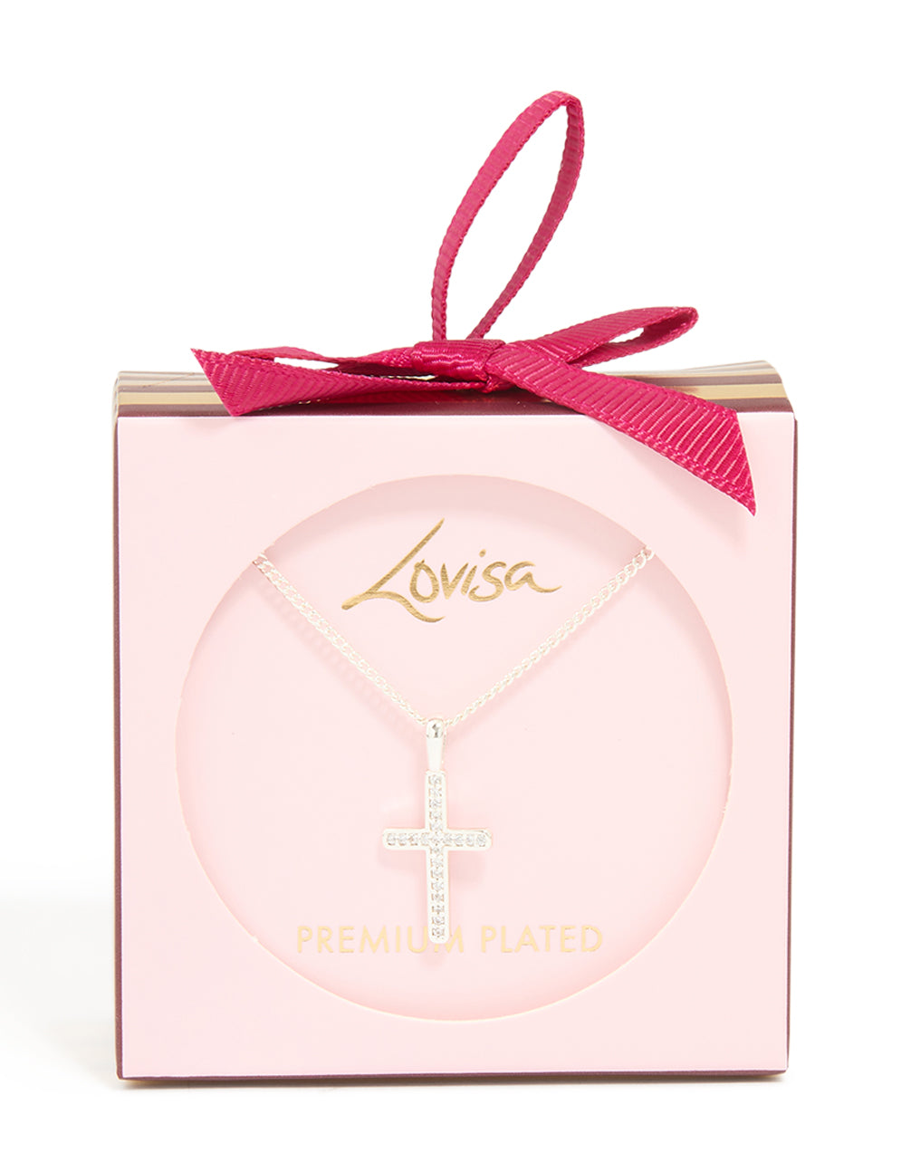 Silver Plated Cubic Zirconia Cross Pendant Necklace