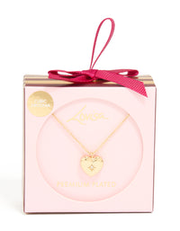 Gold Plated Cubic Zirconia Heart Locket Necklace - link has visual effect only