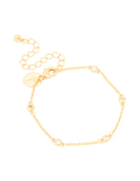 Gold Plated Cubic Zirconia Round Station Bracelet - link has visual effect only