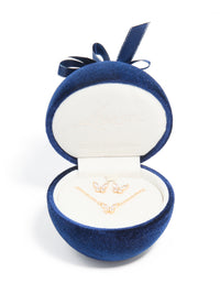 Gold Cubic Zirconia Butterfly Necklace & Earrings Set - link has visual effect only