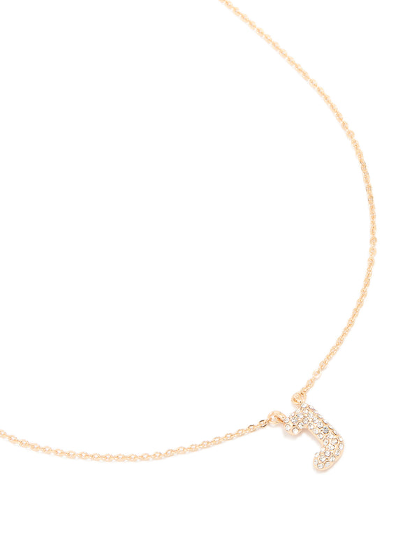 Kids Gold Cubic Zirconia Letter J Necklace