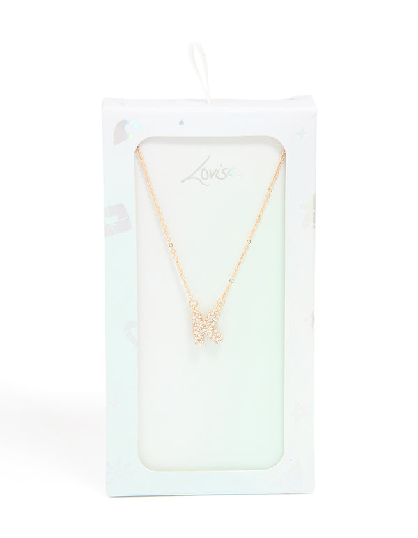Kids Gold Cubic Zirconia Letter K Necklace