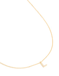 Gold Plated Brass Cubic Zirconia Letter L Necklace - link has visual effect only